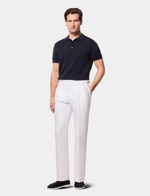 Midnight Navy Premium Button Through Knitted Polo Shirt