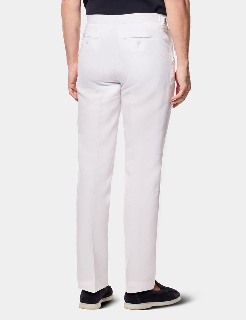Regular Fit White Pleated Trousers With Side Adjusters thumbnail 5
