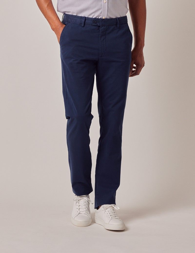 Organic Cotton Stretch Deep Navy Chinos | Hawes & Curtis