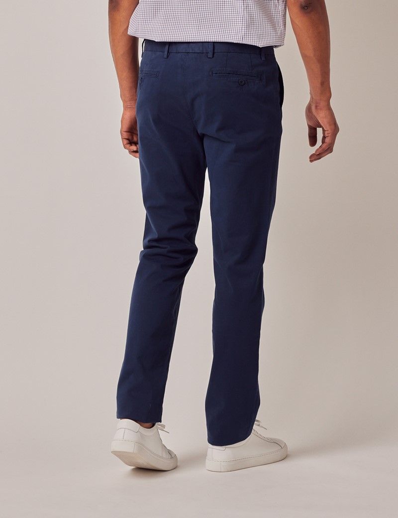 Organic Cotton Stretch Deep Navy Chinos | Hawes & Curtis