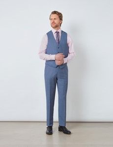 Men's Blue Prince Of Wales Check Tailored Fit Italian Waistcoat - 1913 Collection-preview2