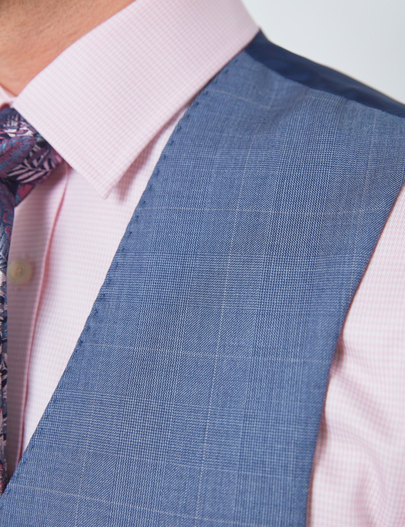 Tailored Fit Blue Prince Of Wales Plaid 1913 Vest-preview