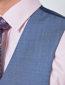 Men's Blue Prince Of Wales Check Tailored Fit Italian Waistcoat - 1913 Collection-preview1