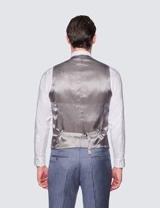 Men's Blue & Brown Shaded Check Tailored Fit Waistcoat - 1913 Collection-preview3