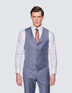 Men's Blue & Brown Shaded Check Tailored Fit Waistcoat - 1913 Collection