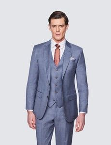 Men's Blue & Brown Shaded Check Tailored Fit Waistcoat - 1913 Collection-preview4