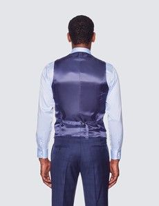 Navy Windowpane Check Tailored Waistcoat - 1913 Collection-preview2