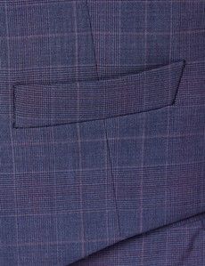 Blue & Pink Contrast Prince Of Wales Plaid Tailored Fit Vest - 1913 Collection-preview2
