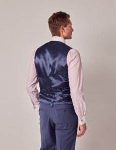 Blue & Pink Contrast Prince Of Wales Plaid Tailored Fit Vest - 1913 Collection-preview3