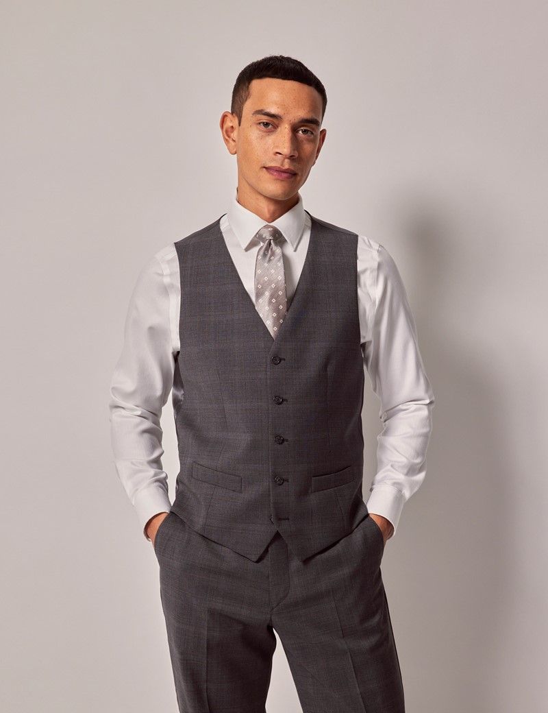 Dark Grey Check Tailored Italian Waistcoat - 1913 Collection