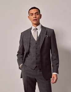 Dark Grey Check Tailored Italian Waistcoat - 1913 Collection