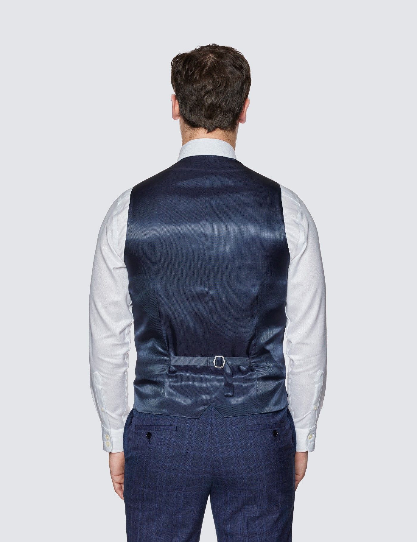 Slim Fit Navy Prince of Wales Tonal Plaid Vest-preview