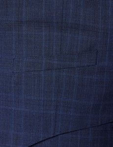 Men's Navy Prince of Wales Tonal Check Slim Fit Waistcoat-preview2
