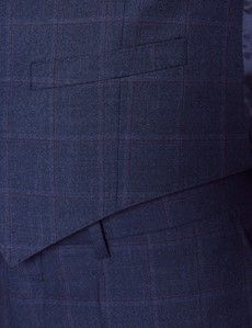 Slim Fit Blue & Purple Windowpane Check Waistcoat