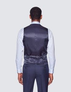 Slim Fit Dark Blue Dogtooth Waistcoat