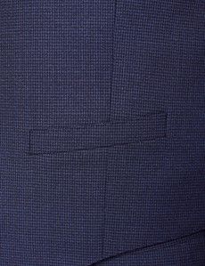 Slim Fit Dark Blue Dogtooth Waistcoat