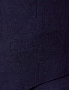 Navy & Red Prince of Wales Check Slim Suit Waistcoat-preview2