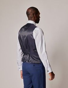 Slim Fit Indigo Prince of Wales Check Waistcoat