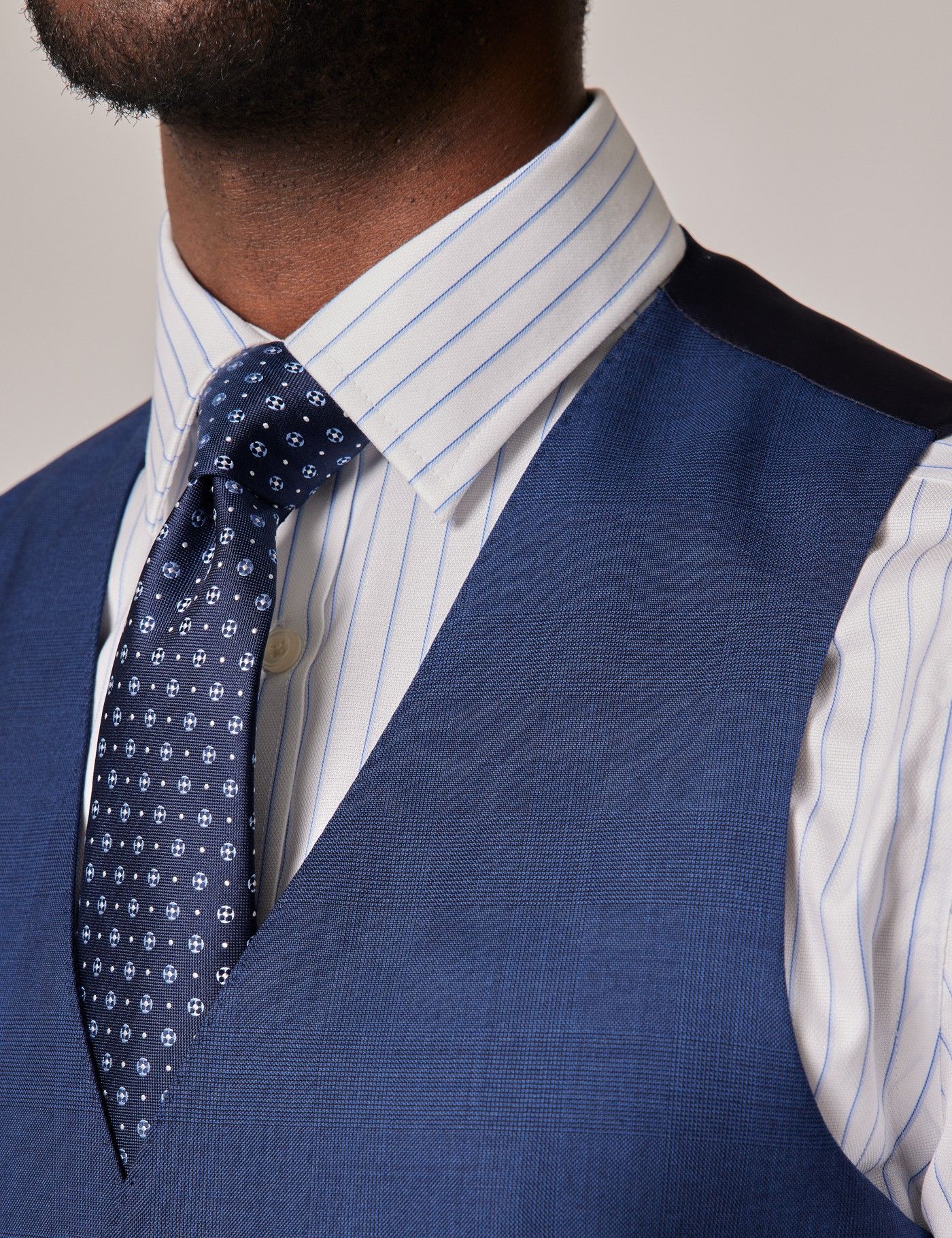 Slim Fit Indigo Prince of Wales Plaid Vest-preview