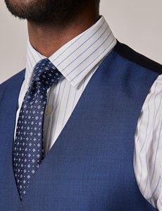 Slim Fit Indigo Prince of Wales Check Waistcoat
