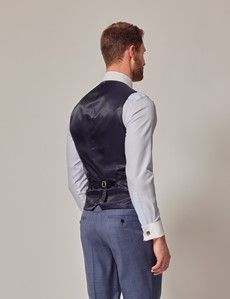 Slim Fit Blue & Brown Tonal Check Waistcoat
