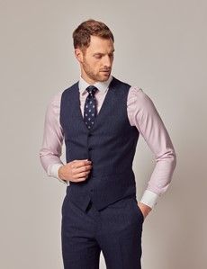 Blue & Red Prince of Wales Plaid Slim Vest-preview2