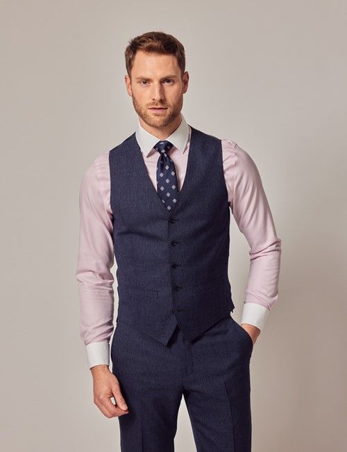 Blue & Red Prince of Wales Plaid Slim Vest