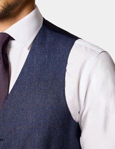Slim Fit Blue & Red Prince of Wales Check Waistcoat