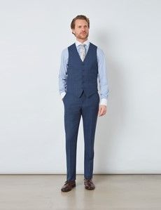 Men's Blue Tonal Check Waistcoat-preview2