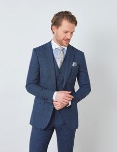 Men's Blue Tonal Check Waistcoat-preview3