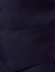 Navy Windowpane Check Tailored Waistcoat - 1913 Collection-preview2