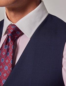 Navy Windowpane Check Tailored Waistcoat - 1913 Collection-preview1