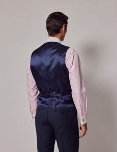 Navy Windowpane Check Tailored Waistcoat - 1913 Collection-preview3