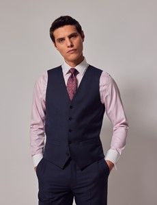 Navy Windowpane Check Tailored Waistcoat - 1913 Collection