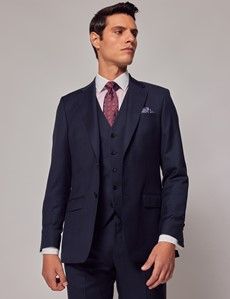 Navy Windowpane Check Tailored Waistcoat - 1913 Collection-preview4