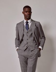 Grey Plaid Tailored Italian Vest - 1913 Collection-preview4
