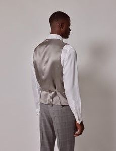Grey Plaid Tailored Italian Vest - 1913 Collection-preview3