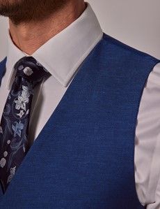 Slim Fit Royal Blue 1913 Linen Waistcoat