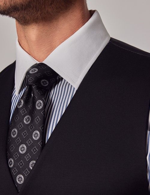 Black Twill Italian Tailored Vest - 1913 Collection-preview