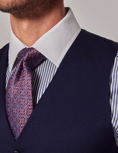 Dark Blue Twill Italian Tailored Vest - 1913 Collection-preview1