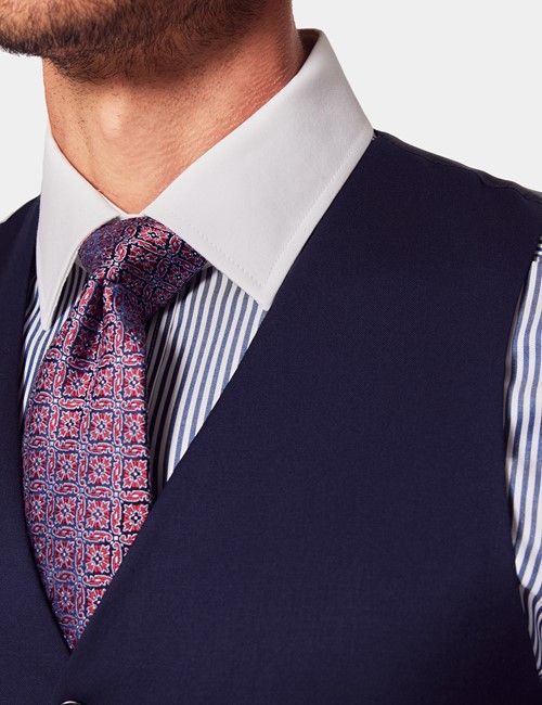 Dark Blue Twill Italian Tailored Vest - 1913 Collection-preview