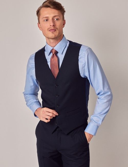 Navy Birdseye Tailored Italian Waistcoat - 1913 Collection
