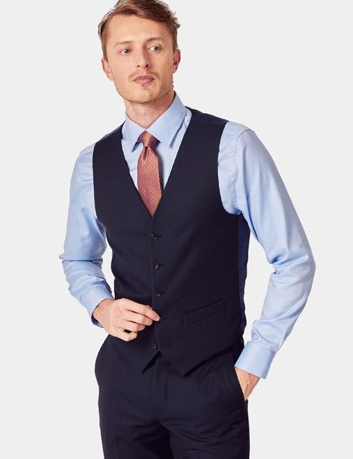 Navy Birdseye Tailored Italian Waistcoat - 1913 Collection