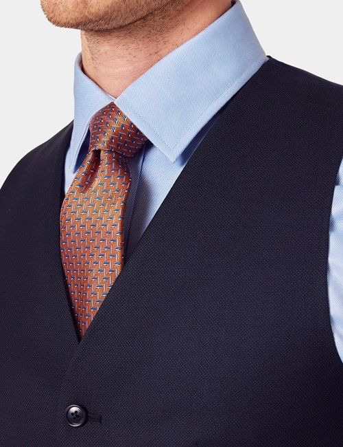 Navy Birdseye Tailored Italian Waistcoat - 1913 Collection-preview