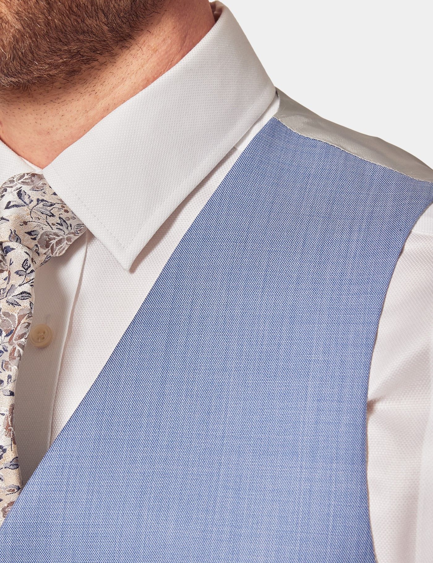 Light Blue Tailored Fit Sharkskin Italian Vest – 1913 Collection-preview