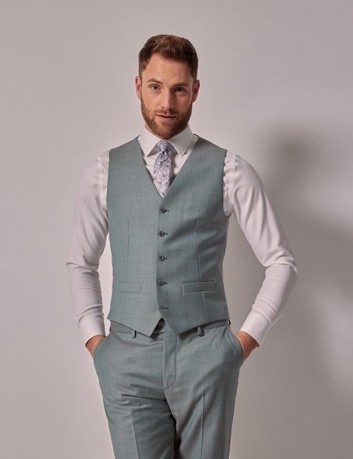 Green Sharkskin Tailored Italian Vest - 1913 Collection