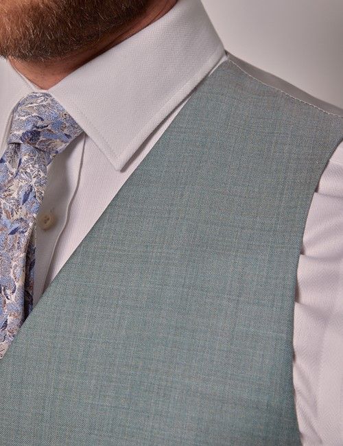 Green Sharkskin Tailored Italian Vest - 1913 Collection-preview