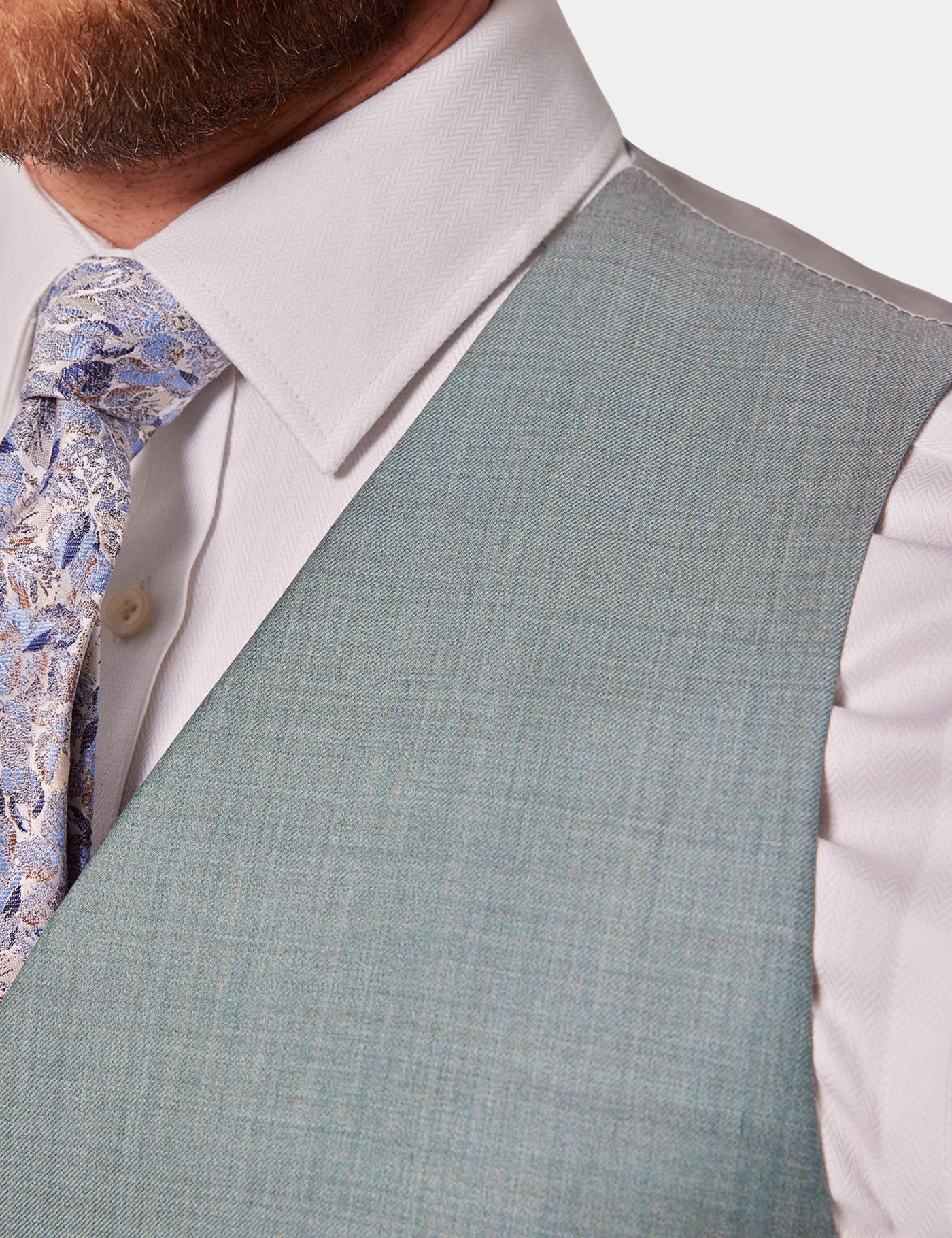 Green Sharkskin Tailored Italian Vest - 1913 Collection-preview