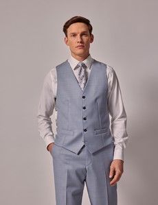 Pale Blue Sharkskin Tailored Italian Waistcoat - 1913 Collection