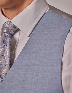 Pale Blue Sharkskin Tailored Italian Waistcoat - 1913 Collection